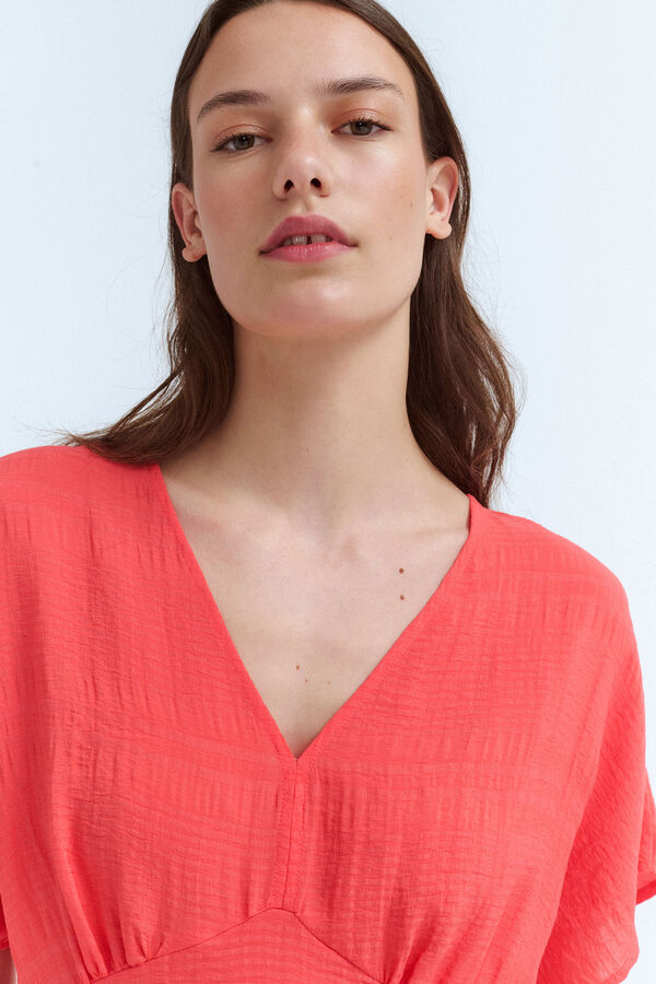 Vila Vestido midi estampado rayas con viscosa Rosa