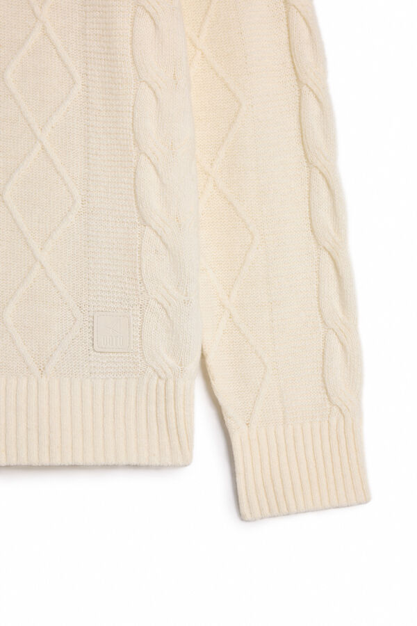 OOTO Suéter trançado de algodão com gola redonda Tostado