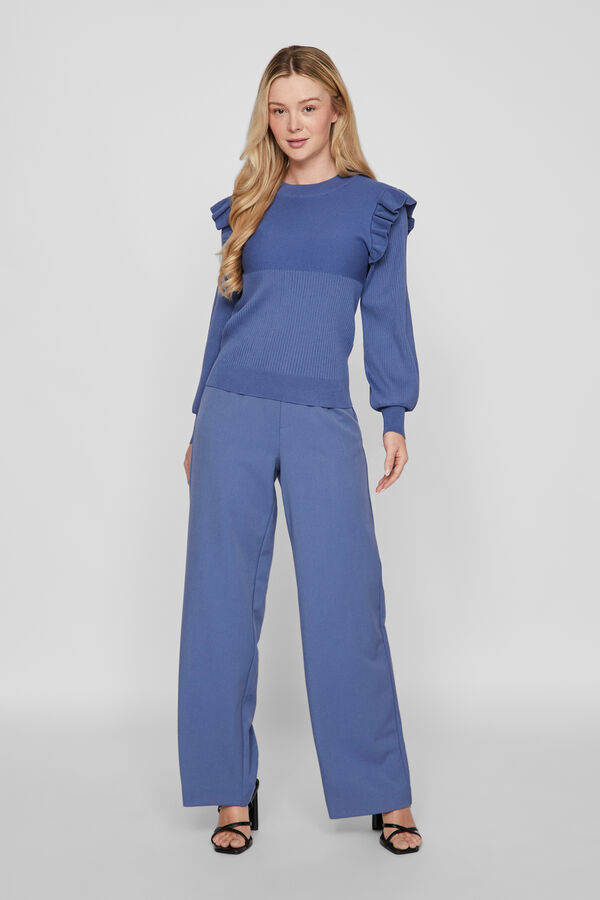 Vila Camisola de malha com folhos Azul