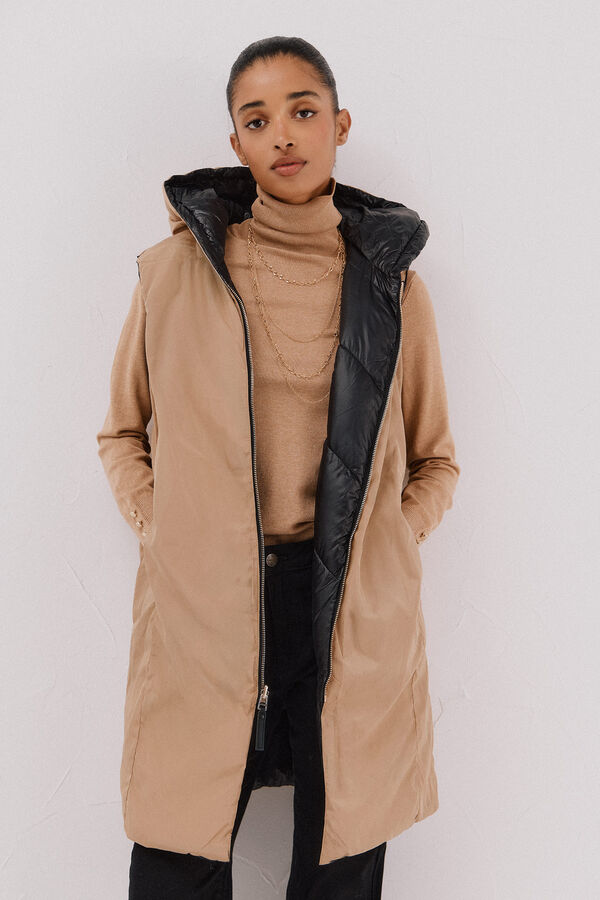 Cortefiel Colete comprido revers&iacute;vel Preto