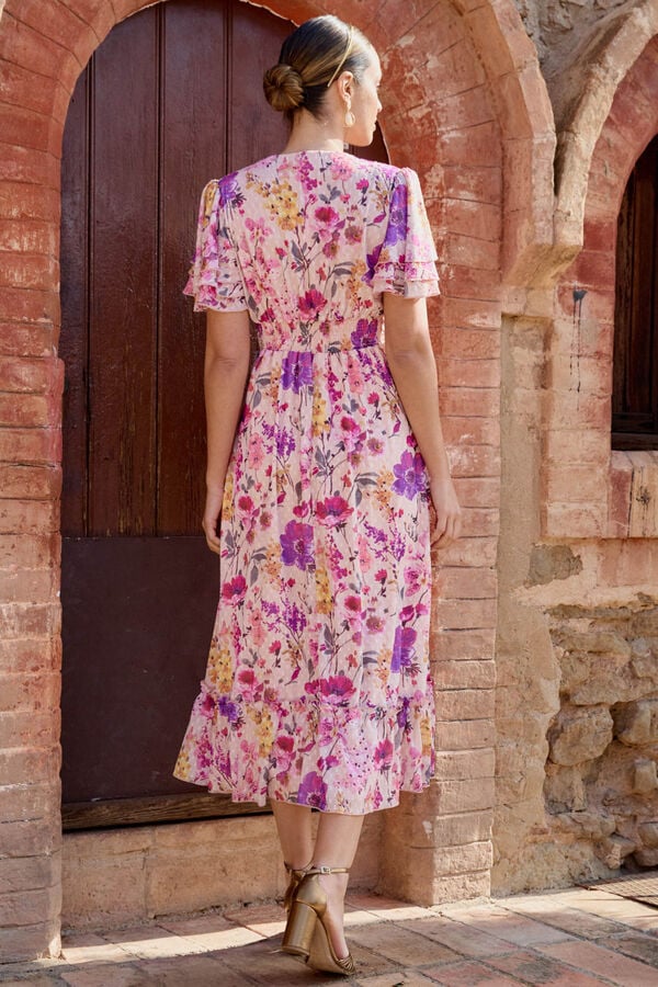 Pol&iacute;n Et Moi Vestido comprido com flores Subiu