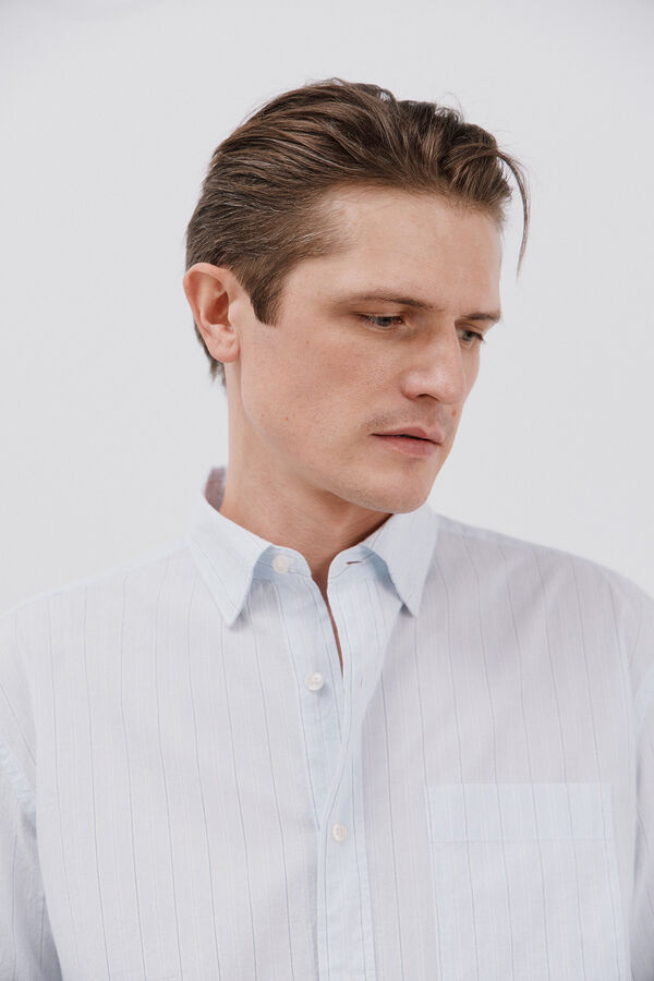 Cortefiel Camisa seersucker rayas Azul