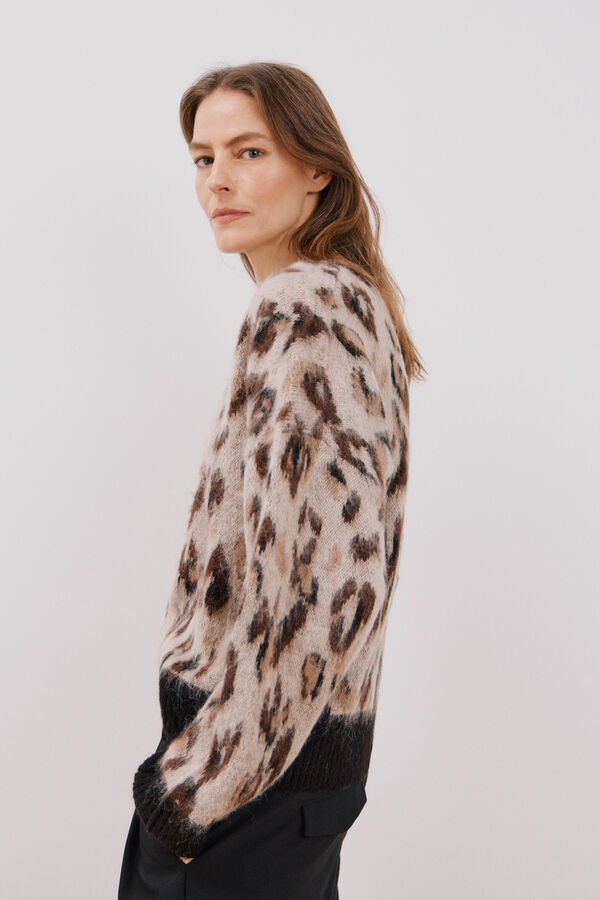 Cortefiel Camisola animal print Castanho