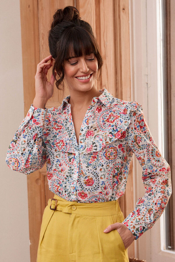 Pol&iacute;n Et Moi Blusa com folho Volamia  Multicolorido