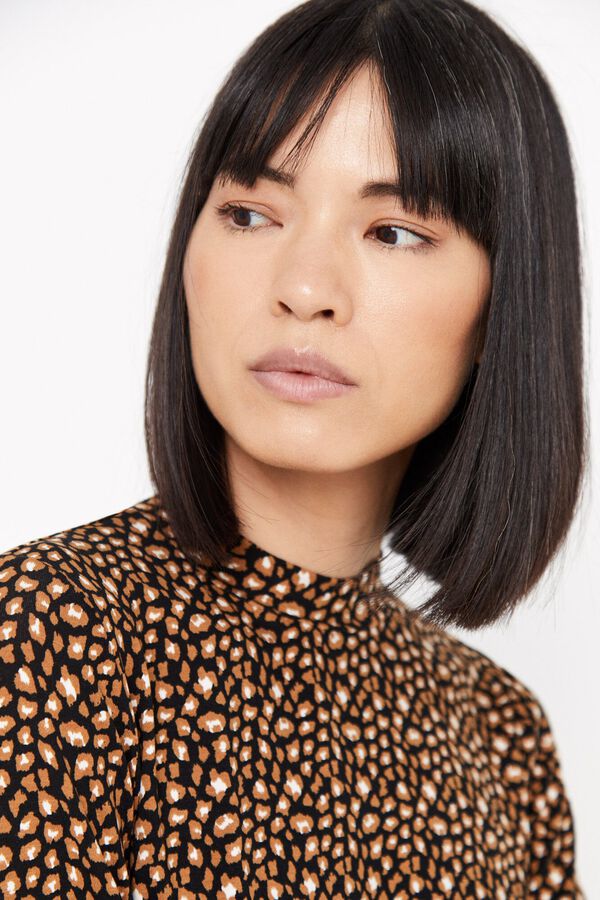 Cortefiel Camiseta fluida perkins Estampado marr&oacute;n