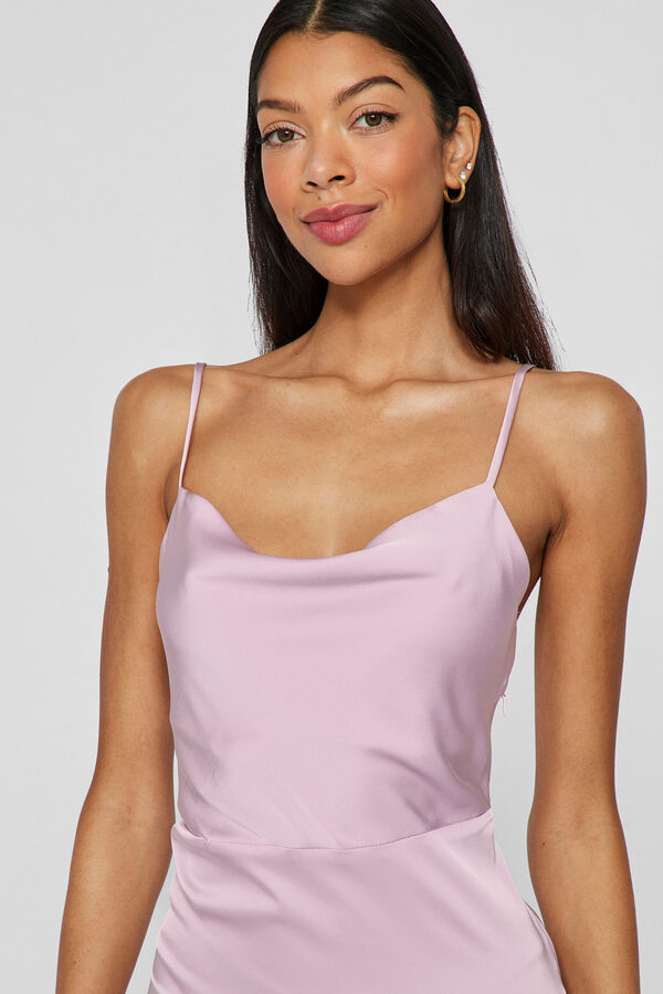 Vila Vestido midi satinado de fiesta Lila