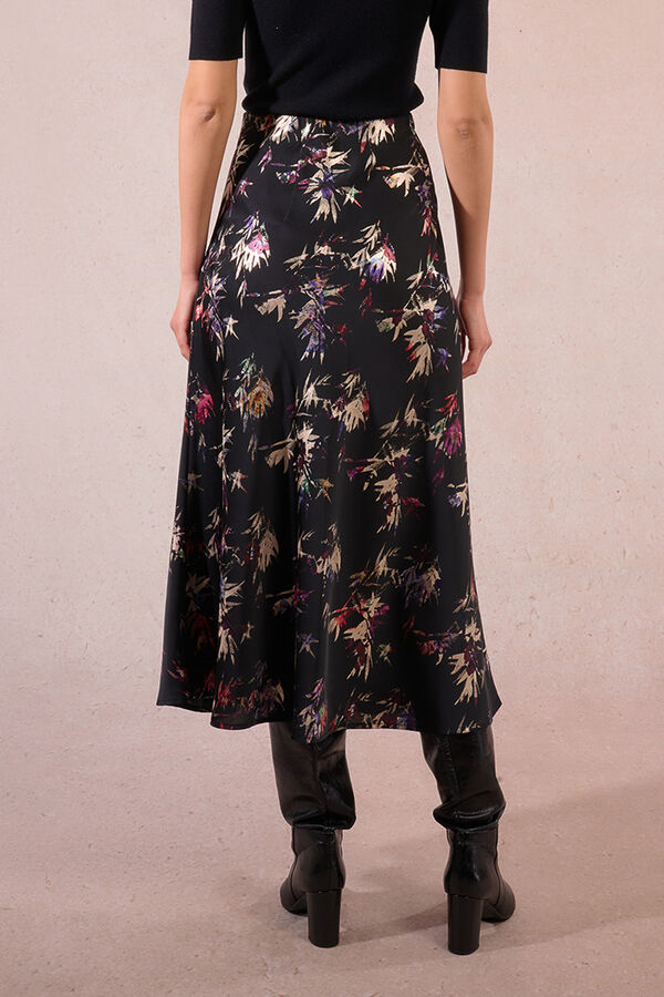 Molly Bracken Falda larga estampado floral Negro