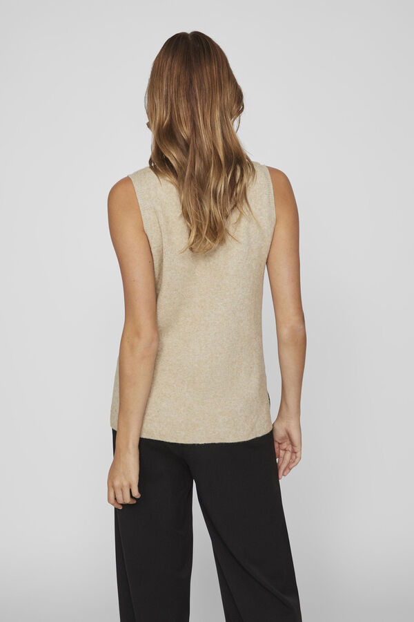 Vila Colete de mulher b&aacute;sico de malha Castanho