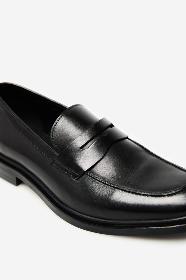Cortefiel Mocasin vestir piel Negro