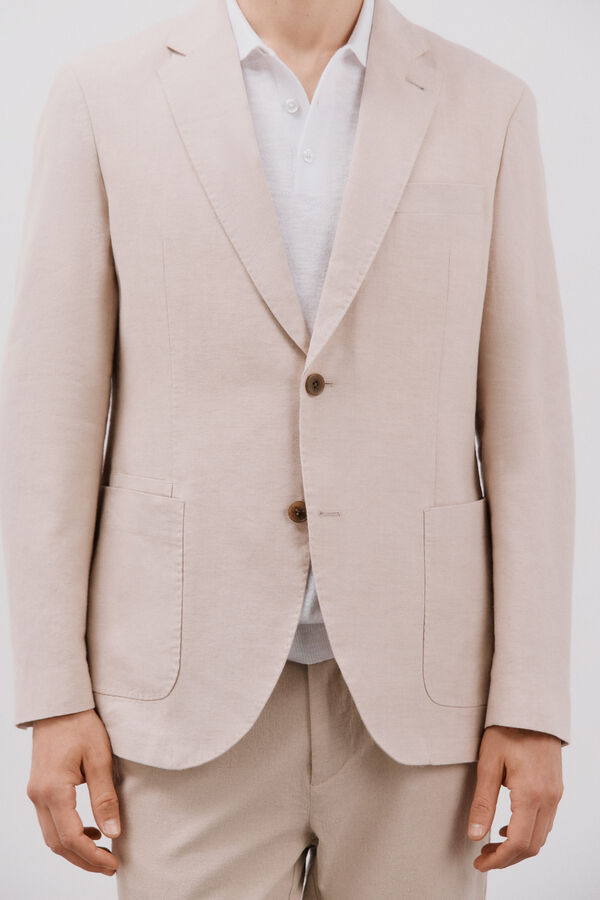 Cortefiel Blazer de linho Tostado