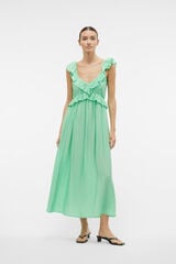 Vero Moda Vestido pelo tornozelo de al&ccedil;a com folho Verde