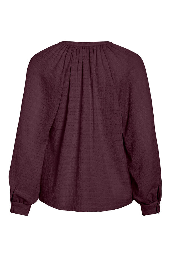 Vila Blusa de manga larga con cuello mao Granate