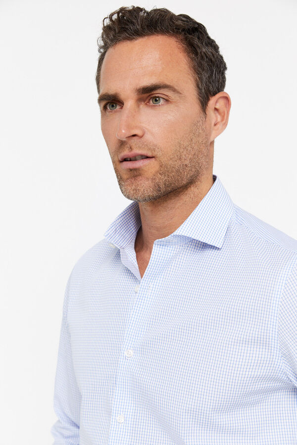 Cortefiel Camisa vestir cuadros facil plancha Azul