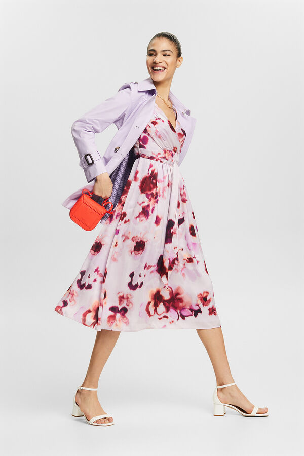 Esprit Vestido largo estampado floral plisado Multicolor