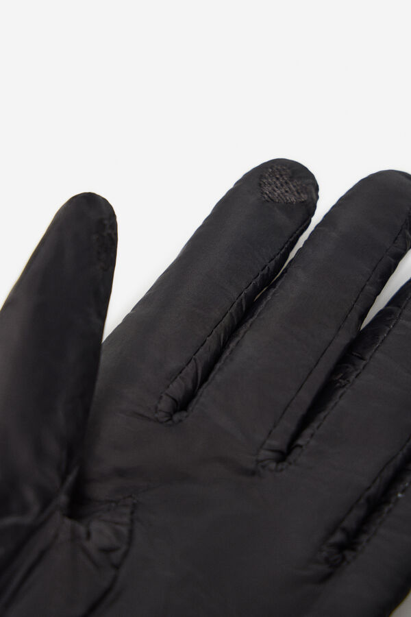 Cortefiel Luva de nylon com pelo Preto