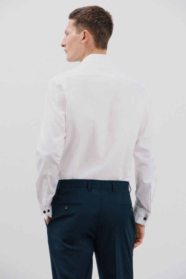 Cortefiel Camisa g&eacute;meos lisa f&aacute;cil de engomar Branco