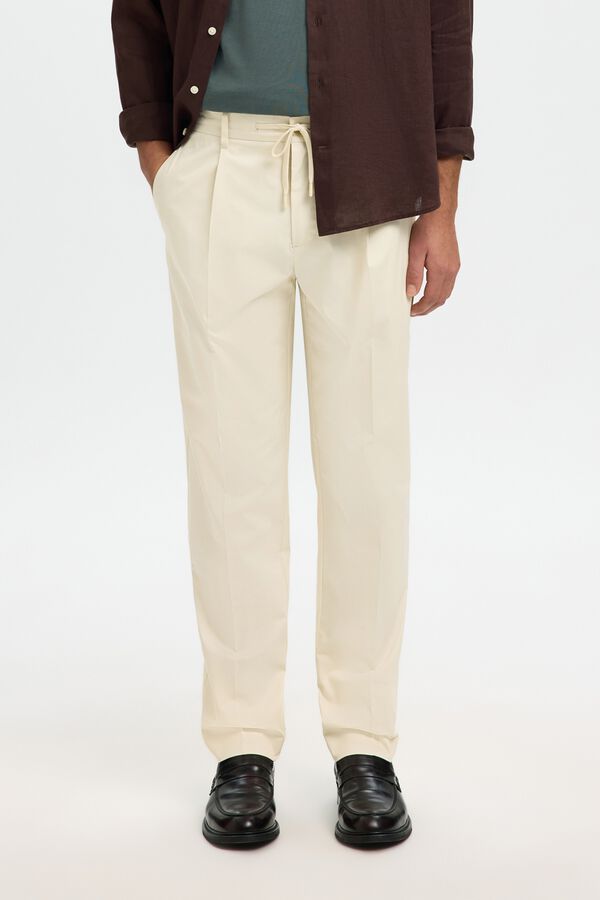 Selected Pantal&oacute;n informal con pinza Beige
