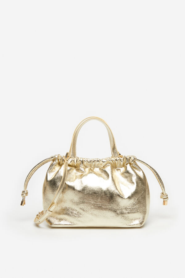 Cortefiel Bolso saco fruncido Dorado