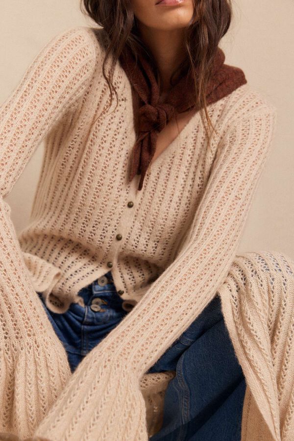 Slowlove Casaco comprido malha Ecru