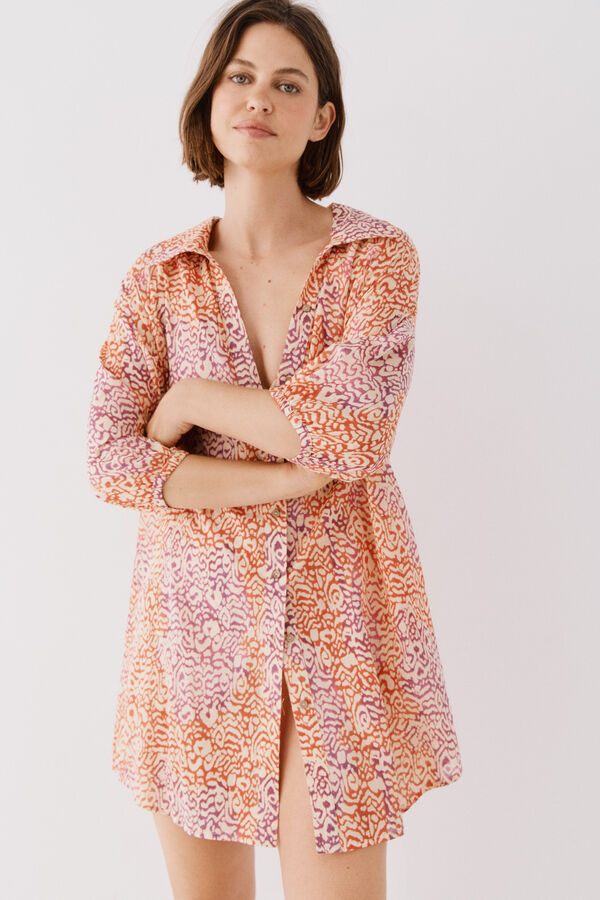 Cortefiel Caftán túnica estampado Roxo