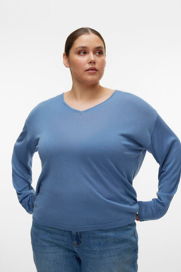 Vero Moda Curve Jersey de manga larga y cuello pico Curve Azul