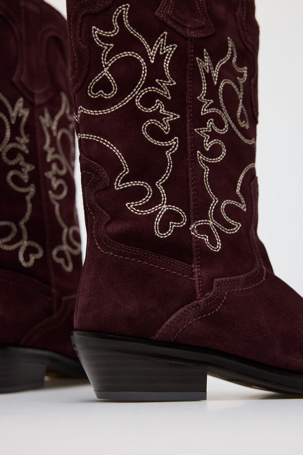 Slowlove Bota cowboy pespuntes Vino