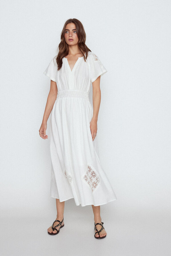 Slowlove Vestido blanco parches Blanco