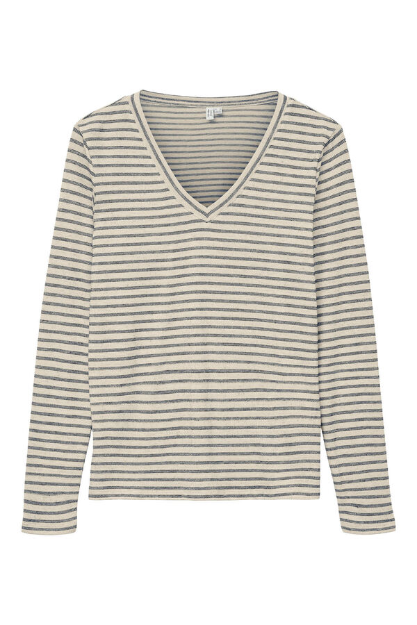Vero Moda Camiseta b&aacute;sica riscas de manga comprida Cinzento