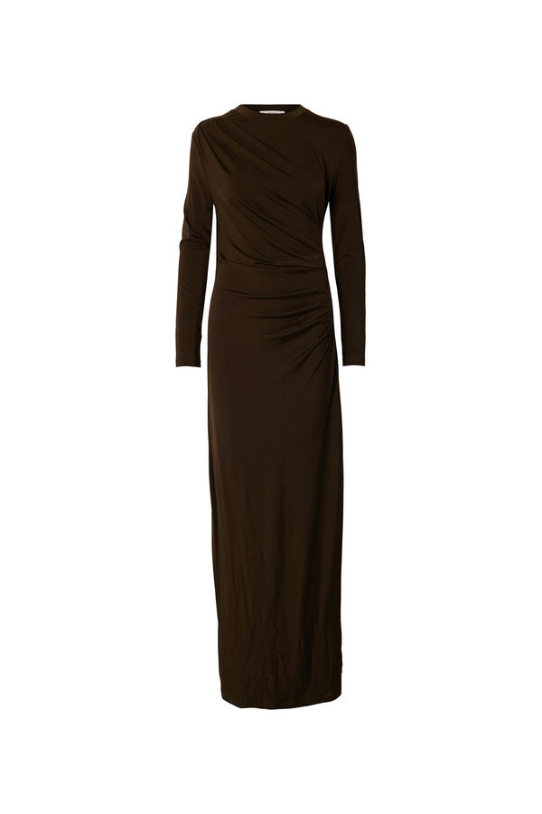 Selected Vestido slim fit assim&eacute;trico Castanho