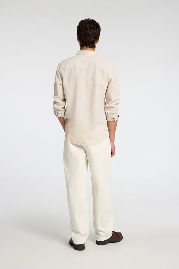 Selected Camisa de linho slim fit Tostado