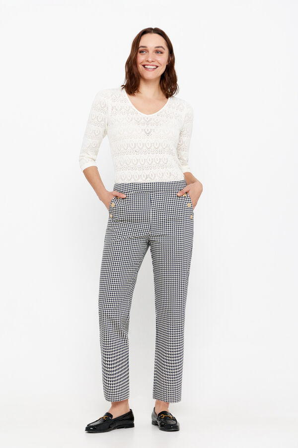 Cortefiel Pantal&oacute;n botones dorados Estampado azul