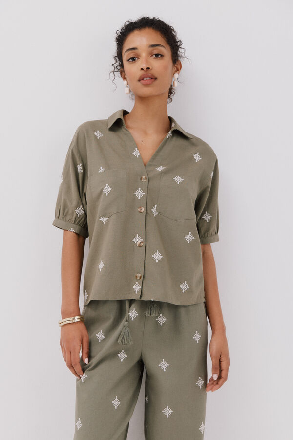 Cortefiel Camisa manga curta Verde