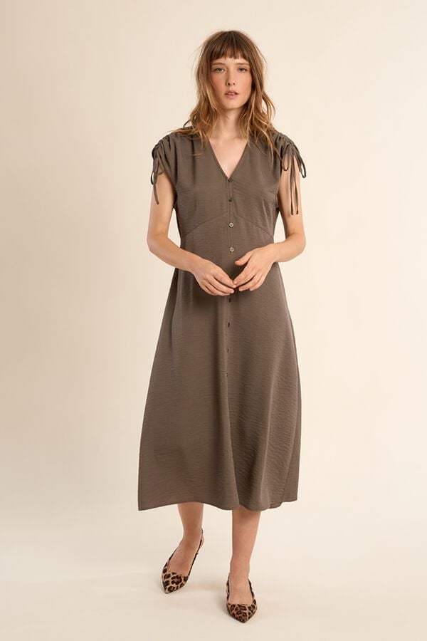 Molly Bracken Vestido midi com manga curta ajust&aacute;vel Verde
