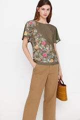 Cortefiel Top combinado em tecido estampado Verde