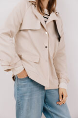 Cortefiel Gabardina curta com v&eacute;u Castanho