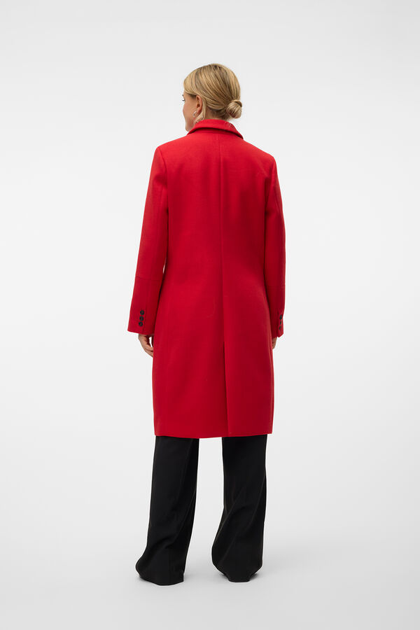 Vero Moda Abrigo midi de pa&ntilde;o con solapa Rojo