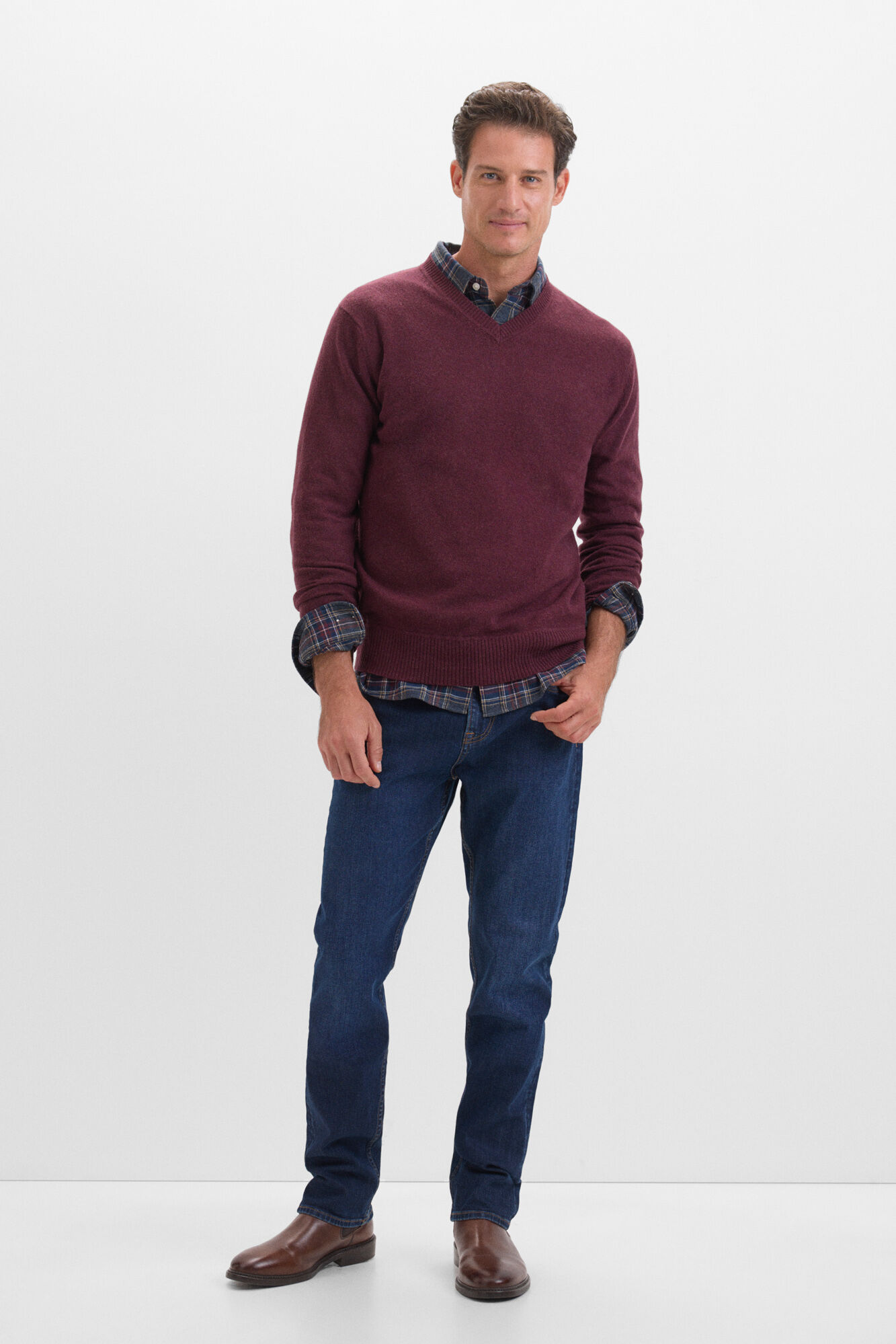 Cortefiel Camisola l&atilde; lambswool gola em bico
