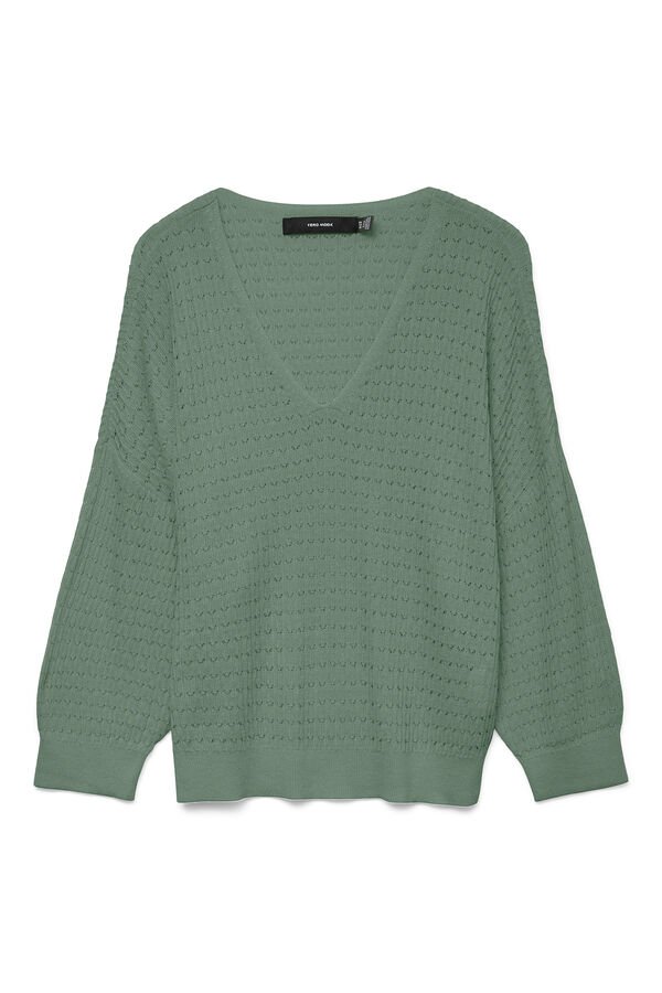 Vero Moda Jersey de punto fino con estructura Verde oscuro
