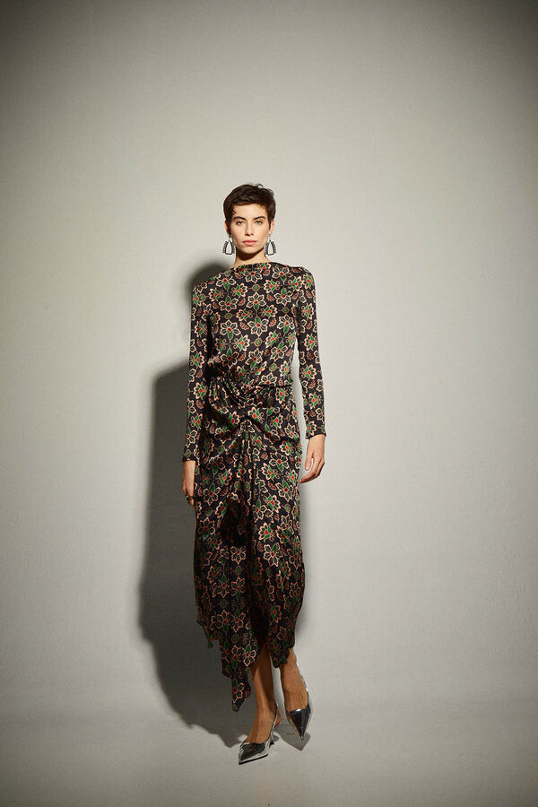 Dolores Promesas Vestido com estampado floral em preto Cinzento