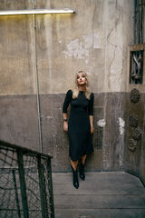 Slowlove Vestido de punto con vuelo Negro