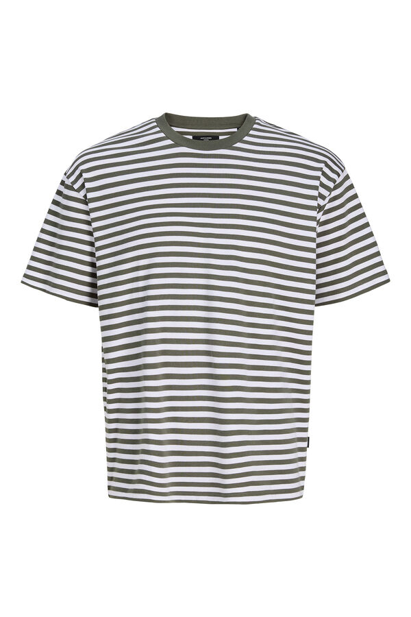 Jack & Jones T-shirt de riscas gola redonda Verde