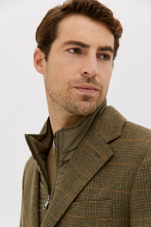 Cortefiel Abrigo cuadros Verde
