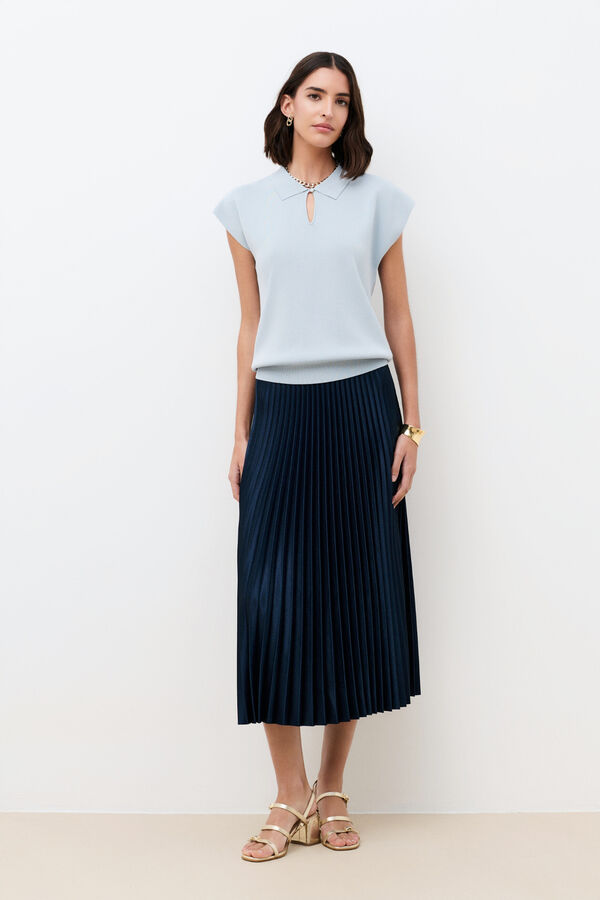 Caroll Falda midi plisada Azul marino