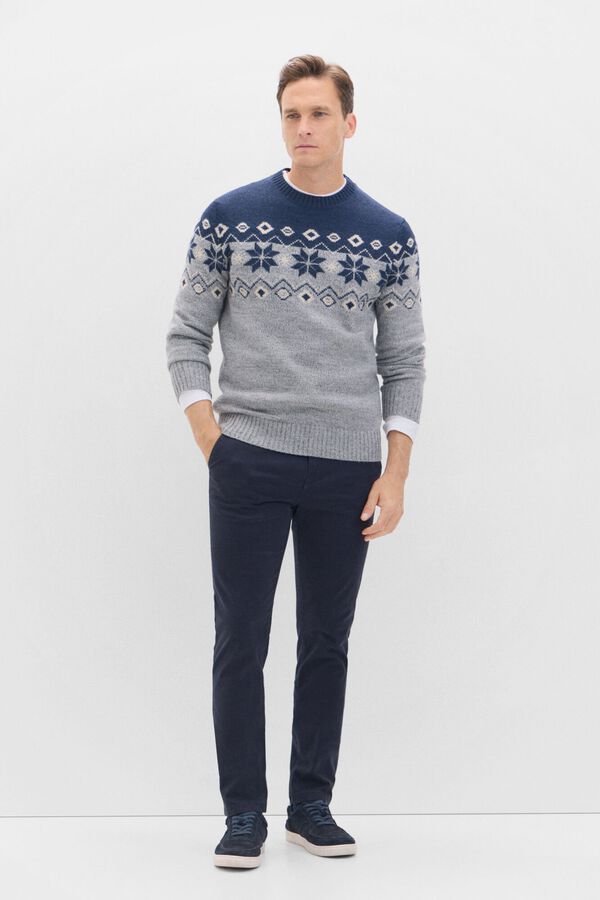 Cortefiel Su&eacute;ter de l&atilde; de natal com gola redonda Cinzento