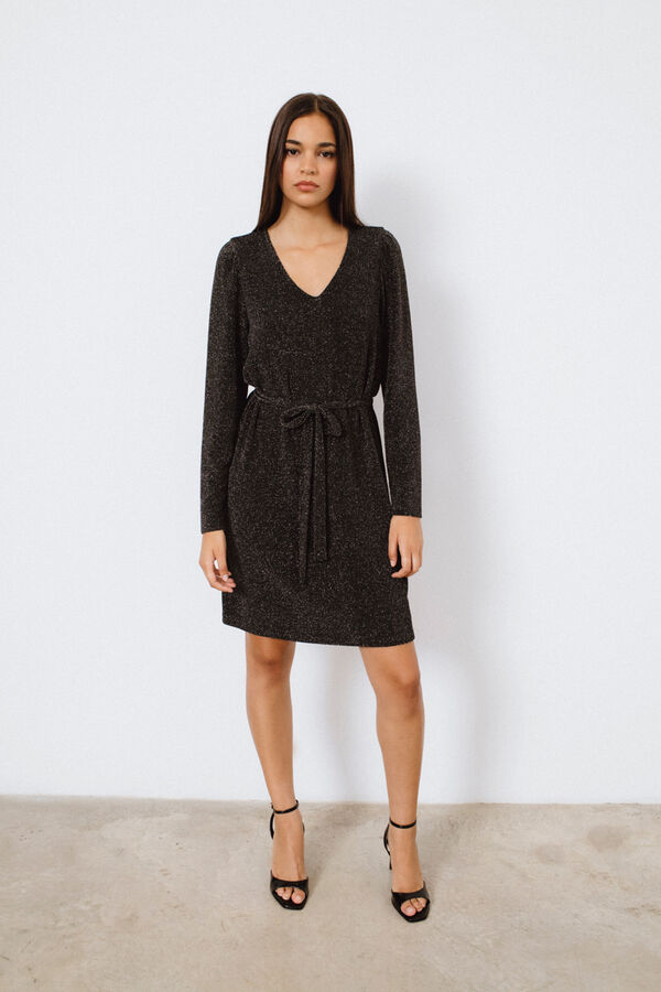 Vila Vestido curto com lurex Preto