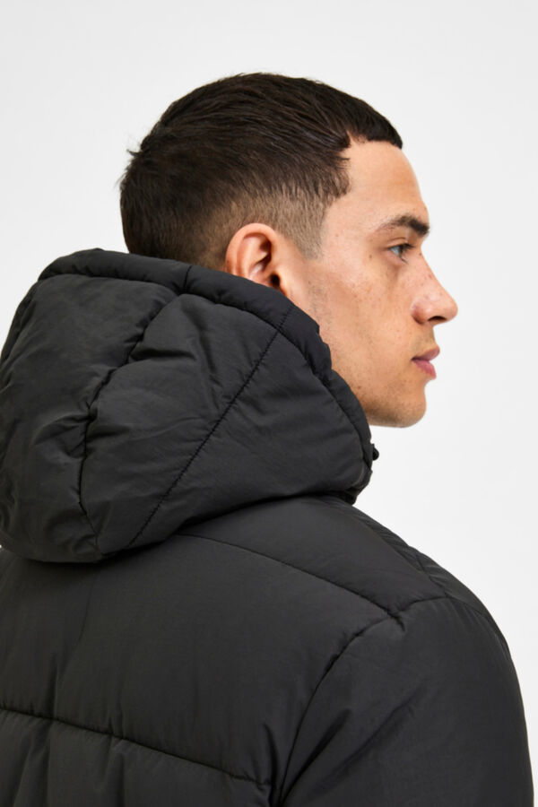 Selected Abrigo acolchado con capucha Negro