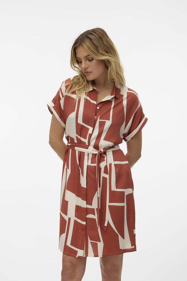 Vero Moda Vestido corto de manga corta Gris