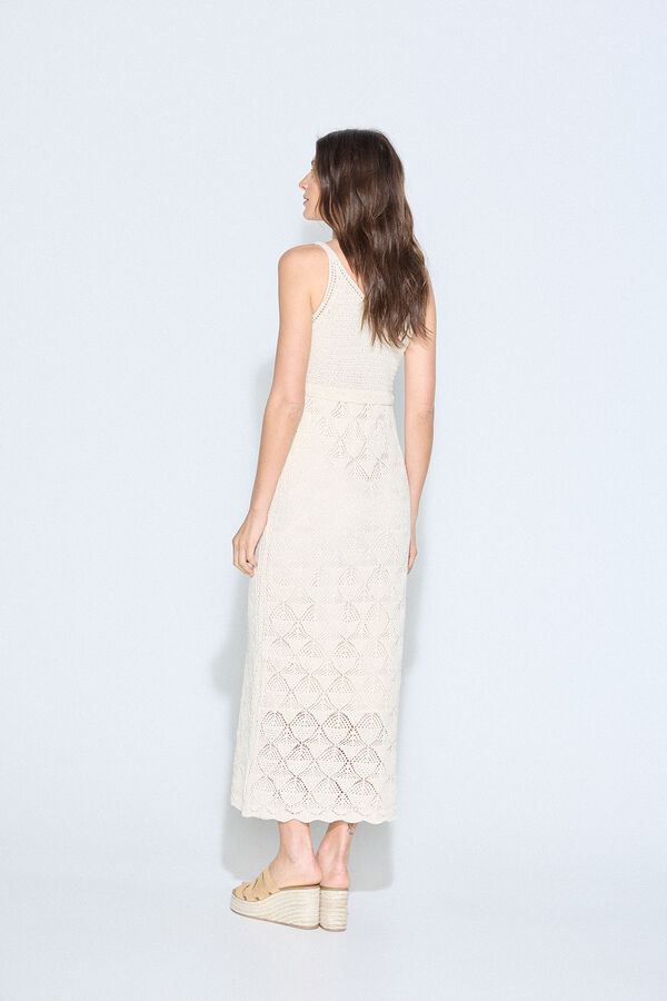 Slowlove Vestido punto calado Marfil