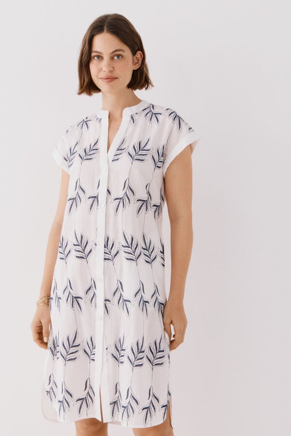 Cortefiel Caftan t&uacute;nica com gola mao Impress&atilde;o