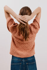 Cortefiel Jersey calados botones Coral